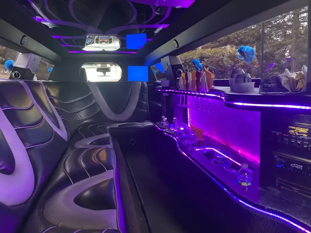 Interior of luxury limousine