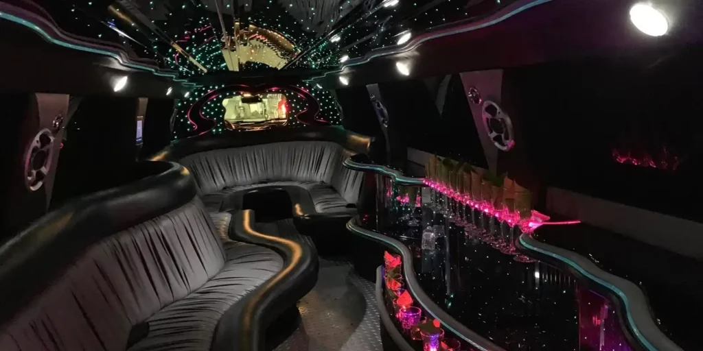 interior of stretch limousine