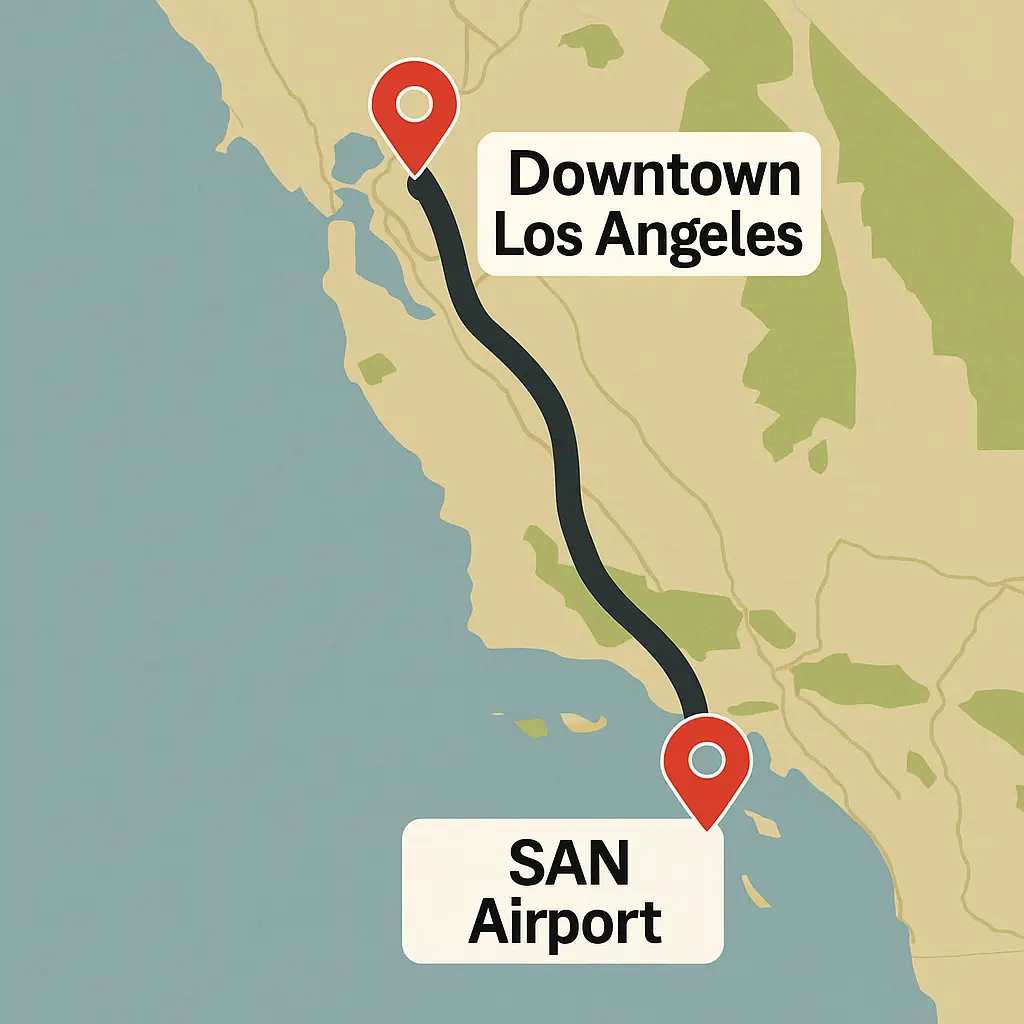 SAN Airport to Downtown Los Angeles