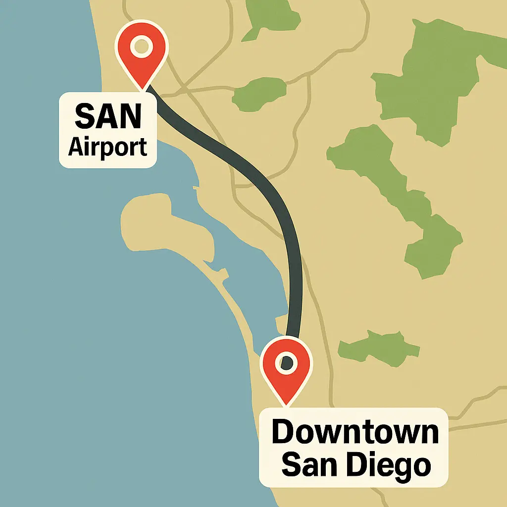 SAN Airport to Downtown San Diego