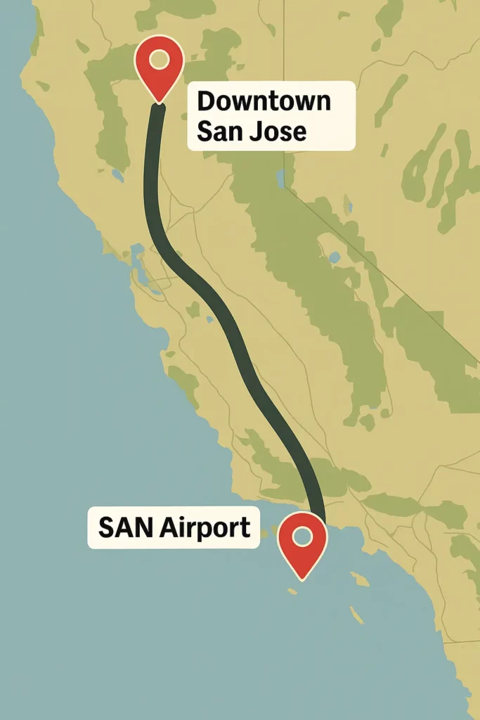 SAN Airport to Downtown San Jose