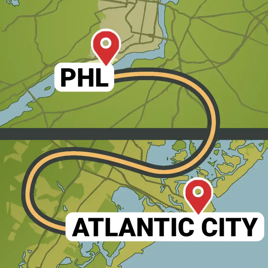 PHL Airport to Downtown Atlantic City