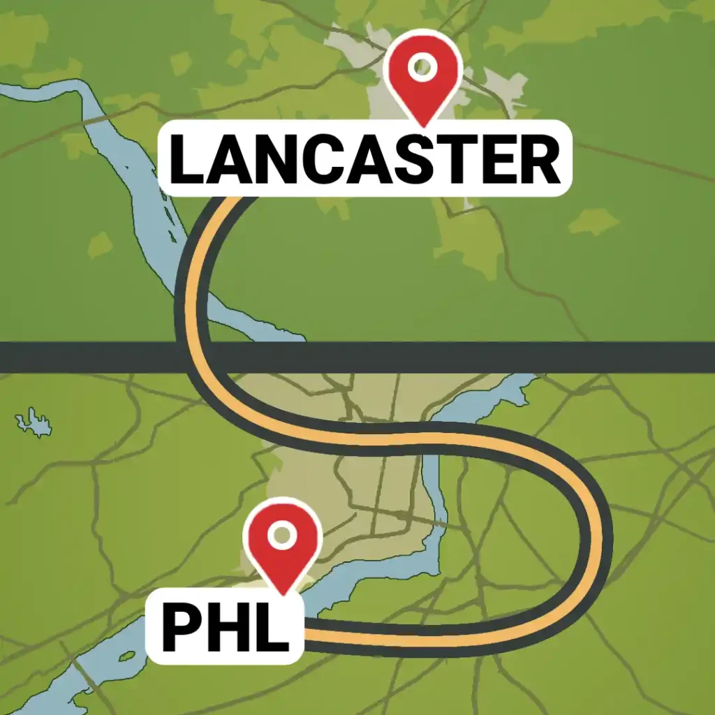 PHL Airport to Downtown Lancaster PA