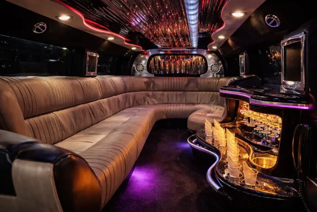 Elegant hummer limo interior