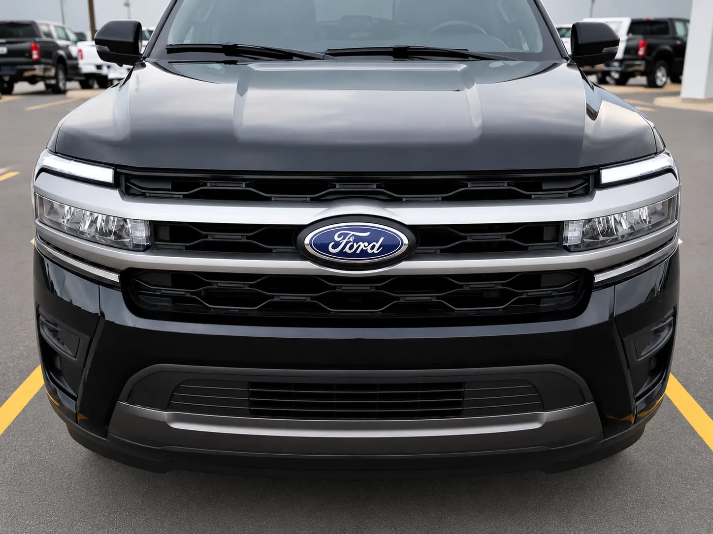 Front View of a Black Ford SUV