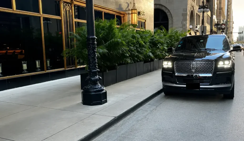 Luxury SUV on a Downtown Avenue