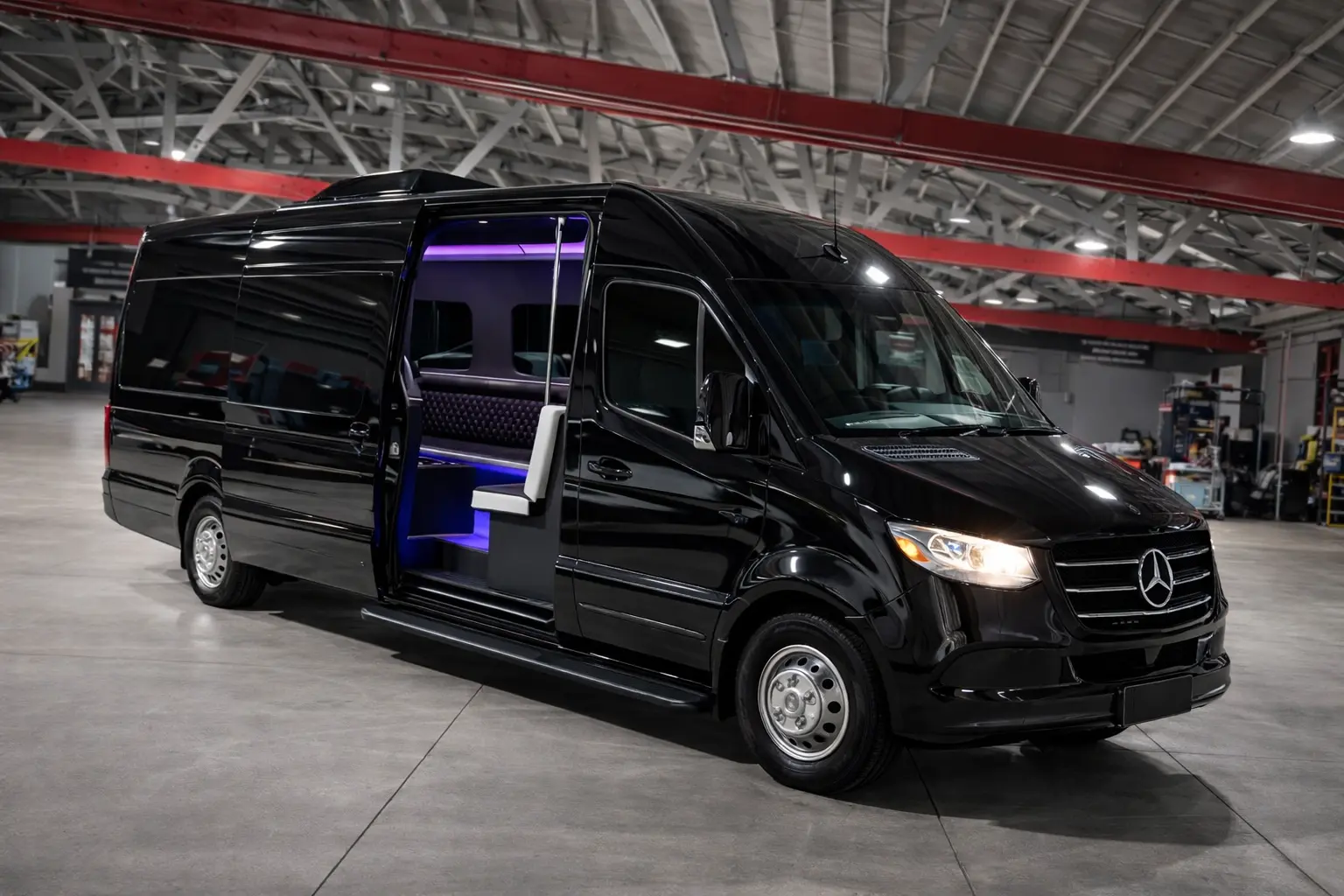 Sleek black Mercedes Benz Van