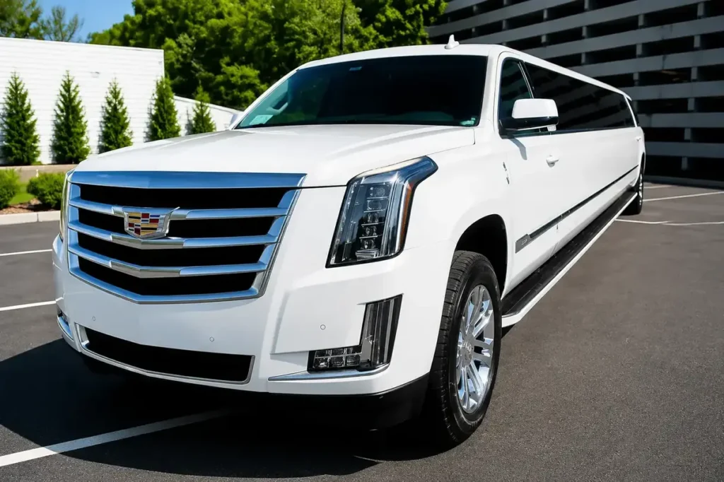 White Luxury Cadillac Limousine
