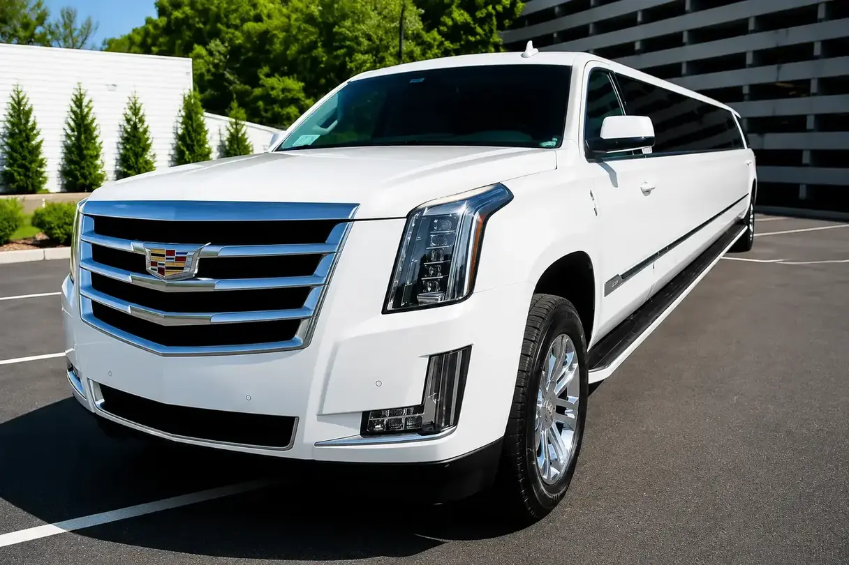 White Luxury Cadillac Limousine