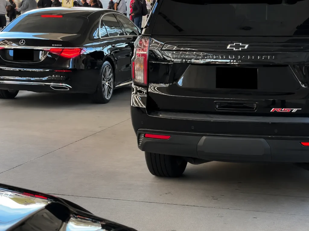 mercedes Benz sedan and Suburban SUV